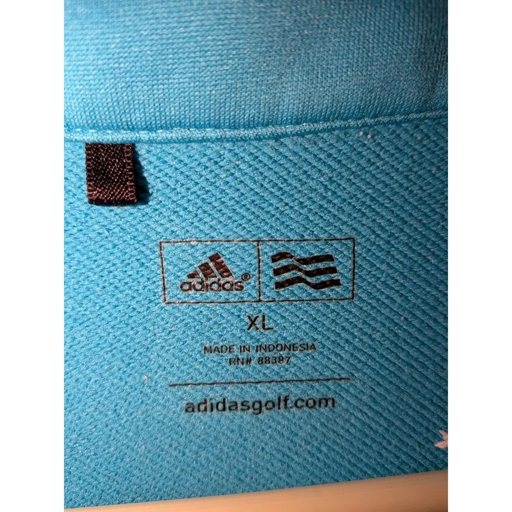 Adidas Golf Mens XL Quarter‎ Zip Pullover Teal Blue Striped Performance